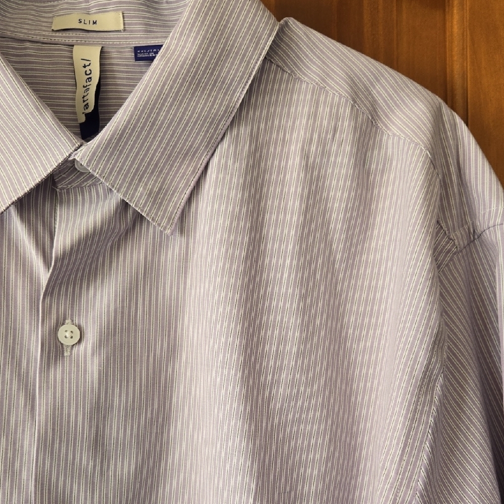 Classic Lavender Striped Men's Dress Shirt